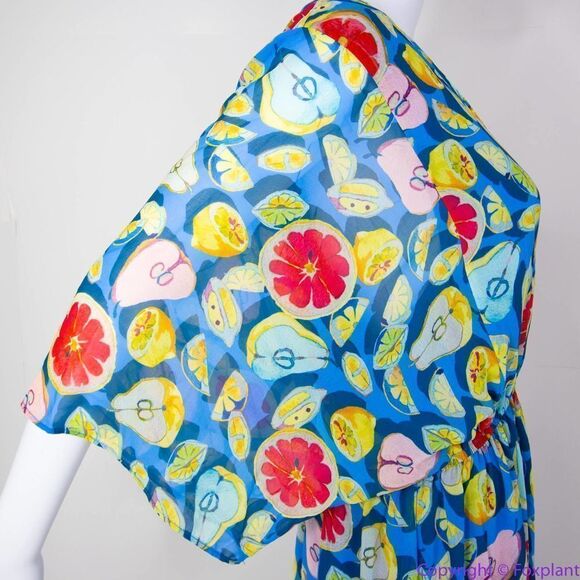 Anthropologie Blue Fruit Print High Low Dress - Picture 10 of 16